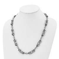 Chisel Stainless Steel Antiqued and Polished Skull Necklace, 24" view 5