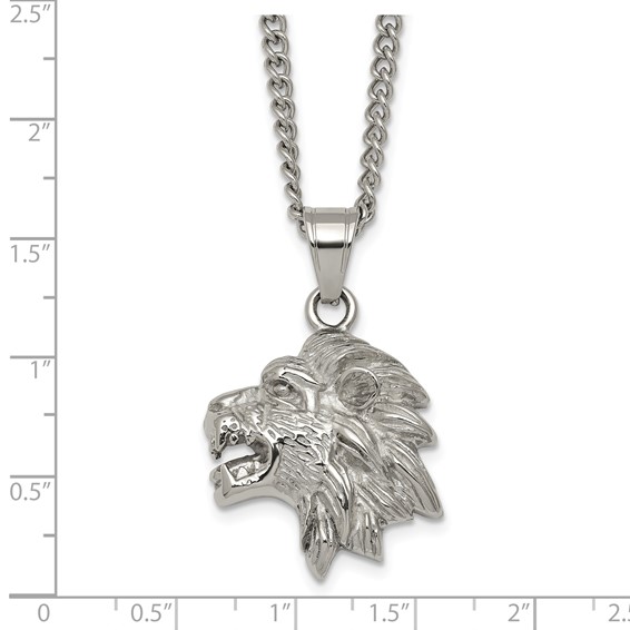 Stainless Steel Polished Lion Head 24in Necklace