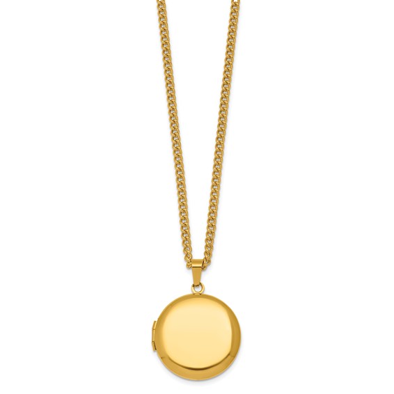 Stainless Steel Polished Yellow IP-plated Locket 24in Necklace