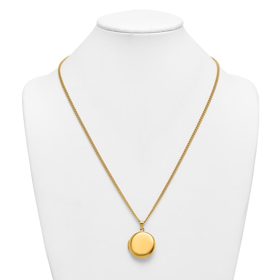 Stainless Steel Polished Yellow IP-plated Locket 24in Necklace