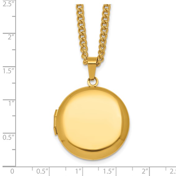Stainless Steel Polished Yellow IP-plated Locket 24in Necklace