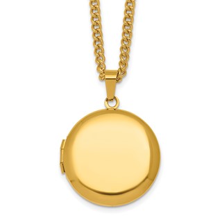 Stainless Steel Polished Yellow IP-plated Locket 24in Necklace