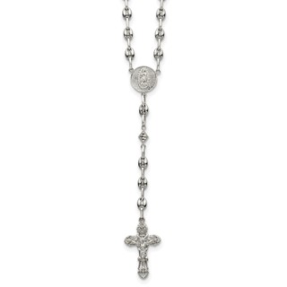 Stainless Steel with 925 Polished 21in Rosary Necklace
