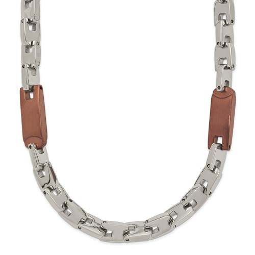 Chisel Stainless Steel Polished Brown IP-plated Necklace, 24"