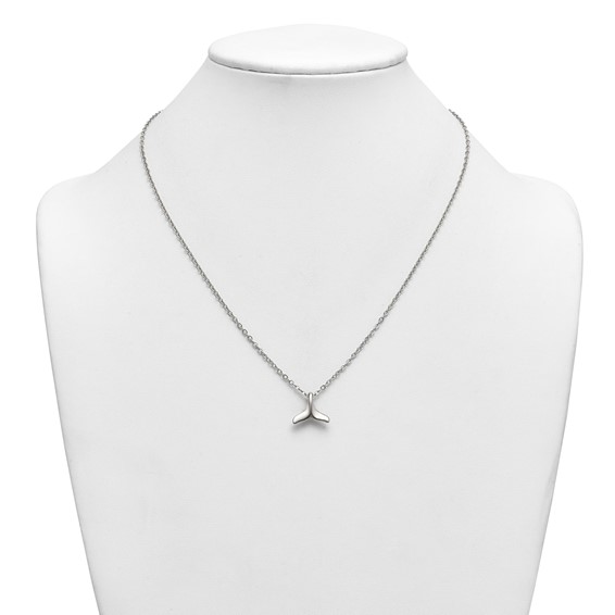 Stainless Steel Polished Whale Tail 20in with 2in ext. Necklace