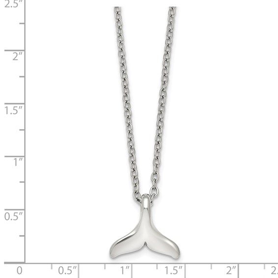 Stainless Steel Polished Whale Tail 20in with 2in ext. Necklace