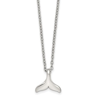 Stainless Steel Polished Whale Tail 20in with 2in ext. Necklace