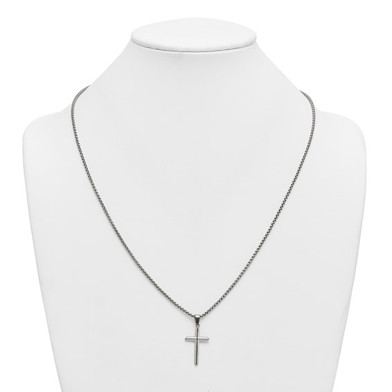 Stainless Steel Polished 24 in Cross Necklace