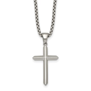 Stainless Steel Polished 24 in Cross Necklace