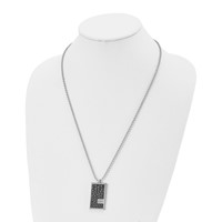 Chisel Stainless Steel Polished Stingray Texture Imitation Leather 0.10 Carat Diamond Pednant on a Ball Chain Necklace, 24" view 4
