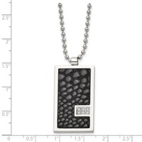 Chisel Stainless Steel Polished Stingray Texture Imitation Leather 0.10 Carat Diamond Pednant on a Ball Chain Necklace, 24" view 5