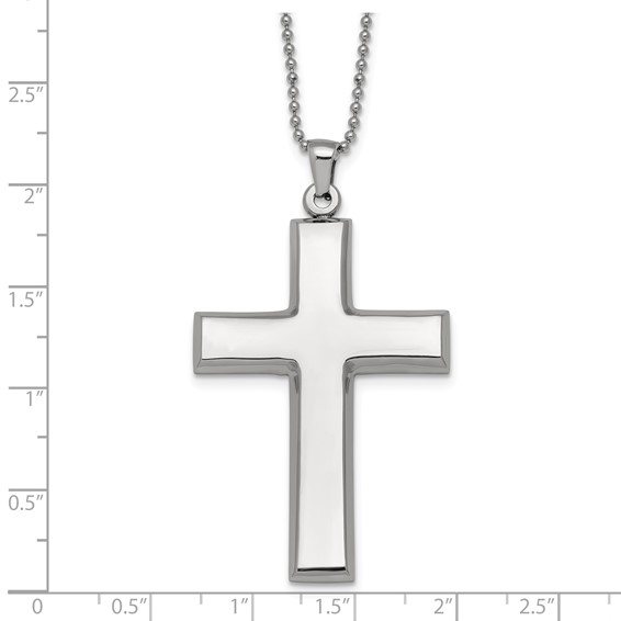Stainless Steel Polished Cross 22in Necklace