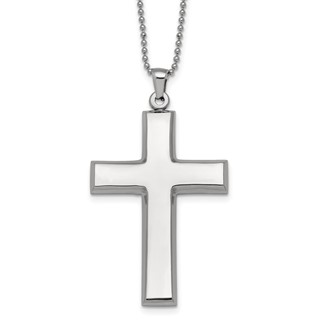 Stainless Steel Polished Cross 22in Necklace
