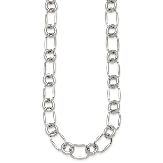 Stainless Steel Polished Fancy Link 17.5in Necklace