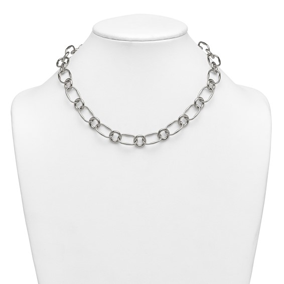 Stainless Steel Polished Fancy Link 17.5in Necklace