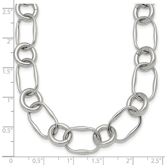 Stainless Steel Polished Fancy Link 17.5in Necklace