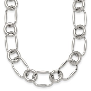 Stainless Steel Polished Fancy Link 17.5in Necklace