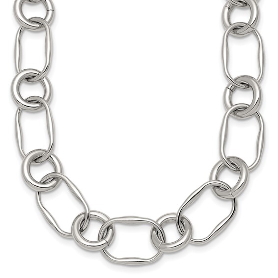Stainless Steel Polished Fancy Link 17.5in Necklace