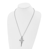 Chisel Stainless Steel Polished Dagger Pendant on a Ball Chain Necklace, 24" view 4