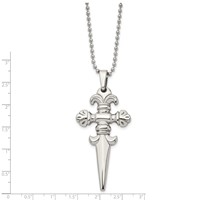 Chisel Stainless Steel Polished Dagger Pendant on a Ball Chain Necklace, 24" view 3