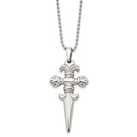Chisel Stainless Steel Polished Dagger Pendant on a Ball Chain Necklace, 24" view 1