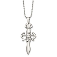 Chisel Stainless Steel Polished Dagger Pendant on a Ball Chain Necklace, 24" view 1