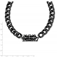 Stainless Steel Antiqued and Polished Fleur De Lis Necklace, 24" view 5