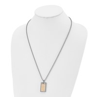 Chisel Stainless Steel Brushed and Polished Necklace with 18K Gold Accent.01carat Diamond Pendant on a Ball Chain, 24" view 4