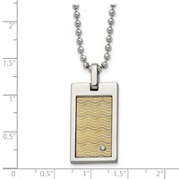 Chisel Stainless Steel Brushed and Polished Necklace with 18K Gold Accent.01carat Diamond Pendant on a Ball Chain, 24" view 5