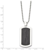 Chisel Stainless Steel Polished Necklace with Black IP-Plated Cable Dog Tag on a Ball Chain, 24" view 3