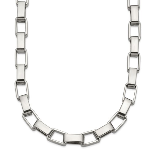 Chisel Stainless Steel Polished Square Link Necklace, 22"