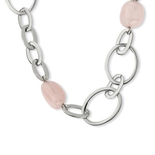 Stainless Steel Rose Quartz Necklace
