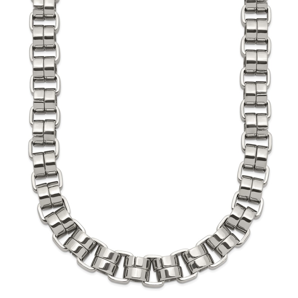 Stainless Steel Polished Circular Link 24in Necklace