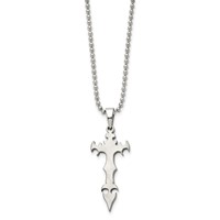 Stainless Steel Brushed Cross Dagger 22in Necklace view 3