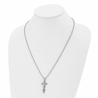 Stainless Steel Brushed Cross Dagger 22in Necklace view 4