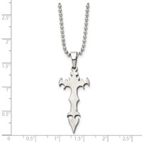 Stainless Steel Brushed Cross Dagger 22in Necklace view 5