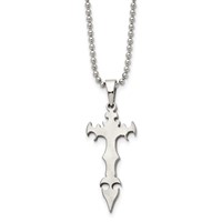Stainless Steel Brushed Cross Dagger 22in Necklace view 1