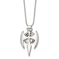 Chisel Stainless Steel Polished Gothic Cross Pendant on a Ball Chain Necklace, 24" view 3