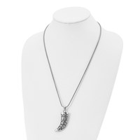Chisel Stainless Steel Antiqued Polished and Textured Swirl Design Claw Pendant on a 24 Inch Rope Chain Necklace view 4