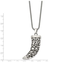 Chisel Stainless Steel Antiqued Polished and Textured Swirl Design Claw Pendant on a 24 Inch Rope Chain Necklace view 3