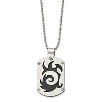 Chisel Stainless Steel Brushed Black IP-plated Swirl Dog Tag on a Ball Chain Necklace, 24" view 3