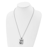 Chisel Stainless Steel Brushed Black IP-plated Swirl Dog Tag on a Ball Chain Necklace, 24" view 4
