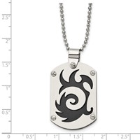 Chisel Stainless Steel Brushed Black IP-plated Swirl Dog Tag on a Ball Chain Necklace, 24" view 5