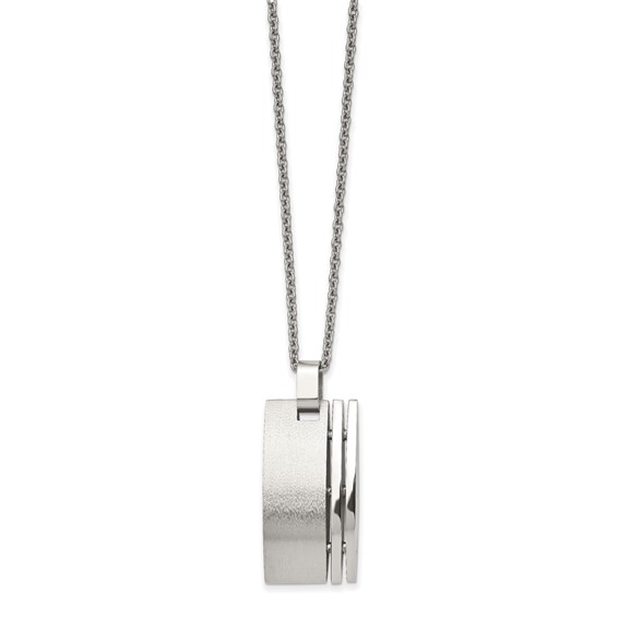 Chisel Stainless Steel Brushed Pendant on a 22 inch Cable Chain Necklace