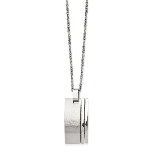 Chisel Stainless Steel Brushed Pendant on a Cable Chain Necklace, 22"