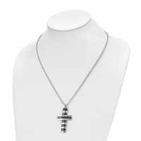 Stainless Steel Polished Black IP-plated Cross Necklace, 18" view 4