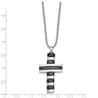 Stainless Steel Polished Black IP-plated Cross Necklace, 18" view 3