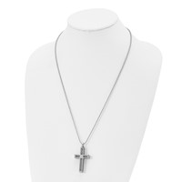 Chisel Stainless Steel Polished Cross Pendant on a Ball Chain Necklace, 24" view 4