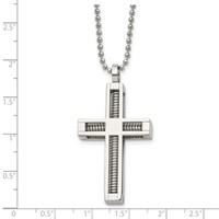 Chisel Stainless Steel Polished Cross Pendant on a Ball Chain Necklace, 24" view 5
