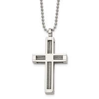 Chisel Stainless Steel Polished Cross Pendant on a Ball Chain Necklace, 24" view 1